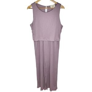 ANTHROPOLOGIE Ella Mara Split Tank Top Jumpsuit Lilac Purple Ribbed Soft Large